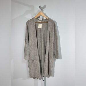 DONNI Ribbed Open Cardigan / Duster – Sage Gray – OSFA Plus (Tagged Large)
